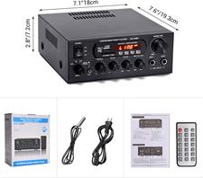 KS-33BT 500W+500W 2CH Bluetooth Power Amplifier, 2xMic Input Digital Audio Player Home Stereo HIFI USB Memory Card Aux FM Amplifier