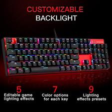 MOTOSPEED CK104 Mechanical Keyboard with Blue Red Switches,104-Key RGB Backlit Gaming Keyboard Aluminium USB Wired Keyboard for Gaming and Typing,Compatible for Mac & PC