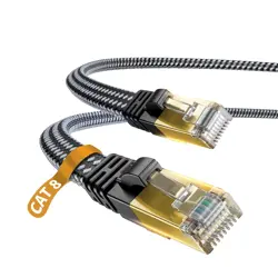 DanYee Cat 8 Ethernet Cable, Nylon Braided 50ft CAT8 High Speed Professional Gold Plated Plug STP Wires CAT 8 RJ45 Ethernet Cable 0.5M, 1M, 5M, 7M, 8M, 15M, 20M (Multi Color)