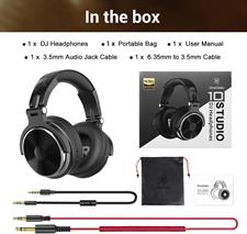 OneOdio Pro 10 Over Ear Headphones Wired Bass Headphones 50mm Driver 6.35 & 3.5mm Jack DJ Monitor Headphones Recording Mixing Studio Monitoring Guitar Podcast Cell Phone PC MP3/4 Black