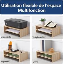 FITUEYES Monitor Stand 2 Tiers Computer Monitor Riser,42.5cm Wood Desktop Stand for Laptop Computer Screen Riser, with Storage Shelf, Office Supplies, Desk Organizer.