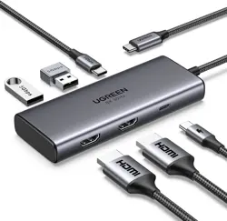 UGREEN Docking Station, Revodok 206 USB C Hub (6-in-1) with Dual 4K@60Hz, Single 8K@30Hz, 100W Power Delivery, 3X 5Gbps USB Data Ports, USB-C Dock for Thinkpad, HP, Dell Laptops and More