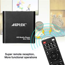 AGPTEK Mini Full HD 1080P Digital Media Player with Remote Control for MP3, WMA, OGG, AAC, FLAC, APE, AC3, DTS, ATRA Supports HDMI CVBS & YPbPr Video Output
