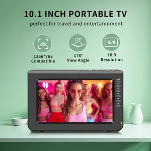 Portable TV, 10.1 inch 720P IPS Mini TV with T2 Digital Tuner and Rechargeable Battery and HDMI, USB, Input and AC/DC-12V Calbe Car, Suitable for Kitchen, Car and Outdoor