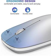 OMOTON Bluetooth Mouse for iPad and iPhone (iPadOS 13 / iOS 13 and Above), Ultra-Thin Wireless Mouse Compatible with Bluetooth Enabled Computer, Laptop, PC, Notebook, and Mac Series (Silver)(Rose Gold)