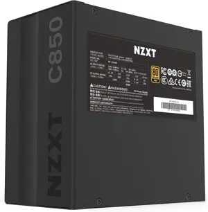 NZXT C850 Gold ATX Fully Modular Low-Noise PC Gaming Power Supply - 850 Watts - 80 Plus Gold - 12V-2x6 Connector - Zero Fan Mode - 100% Japanese Capacitors - Black