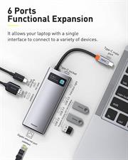 Baseus 6-in-1 USB C Hub, Type C Hub to 4K/30Hz HDMI Adapter with 100W