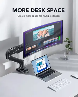 HUANUO HNSS6 Single Monitor Mount, 13 to 32 Inch Monitor Arm, Adjustable Monitor Stand, Vesa Mount with Clamp and Grommet Base - Fits 4.4 to 19.8lbs LCD Computer Monitors