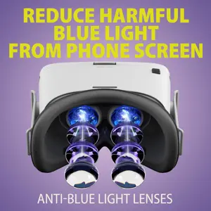 DESTEK V5 VR Headset for Phone with Controller, Anti-Blue Eyes Protected HD Lenses, 110° FOV Virtual Reality Headsets VR Goggles for iPhone 17/16/15/14/13/12/11, Samsung, Android - White