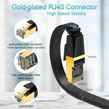 Cat 8 Ethernet Cable 50 ft Flat Black, Cat8 Ethernet Cord High Speed 40Gbps 2000Mhz Weatherproof Heavy Duty Cat8 RJ45 Cable for Router Gaming Modem PC PS4 PS5 Xbox
