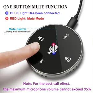 USB Conference Microphone with Speaker,Omnidirectional Speakerphone Computer Mic with 360Ã‚ Voice Pickup, Touch-Sensor Buttons to Mute/Volume for Streaming, Skype,VoIP Call, Webinar, Interview