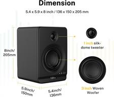 Donner Dyna 3 Studio Monitors 3" 5.0 Bluetooth, for Music Production, Live Streaming and Podcasting (Black)