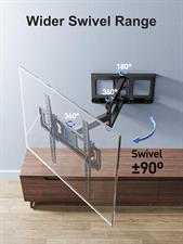 PERLESMITH PSMFK10 TV Wall Bracket for 26-60 inch TVs, Swivel Tilt TV Bracket up to 40kg, TV Wall Mount with Tool-free Tilt Adjustment, TV Mount with Spirit Level, Max VESA 400x400mm 