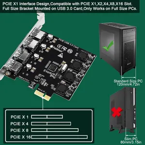 4 Ports Superspeed 5Gbps USB 3.0 PCI Express Expansion Card for Windows 11, 10, 8.x, 7, Vista, XP Desktop PCs, Built in Self-Powered Technology, No Need Additional Power Supply (FS-U4-Pro)