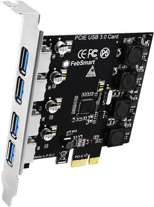 4 Ports Superspeed 5Gbps USB 3.0 PCI Express Expansion Card for Windows 11, 10, 8.x, 7, Vista, XP Desktop PCs, Built in Self-Powered Technology, No Need Additional Power Supply (FS-U4-Pro)