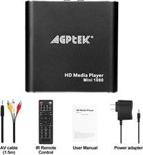 AGPTEK Mini Full HD 1080P Digital Media Player with Remote Control for MP3, WMA, OGG, AAC, FLAC, APE, AC3, DTS, ATRA Supports HDMI CVBS & YPbPr Video Output