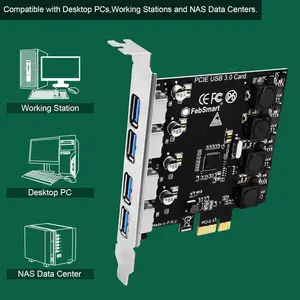 4 Ports Superspeed 5Gbps USB 3.0 PCI Express Expansion Card for Windows 11, 10, 8.x, 7, Vista, XP Desktop PCs, Built in Self-Powered Technology, No Need Additional Power Supply (FS-U4-Pro)