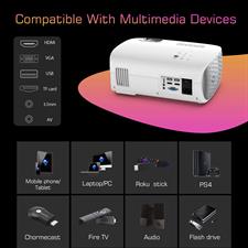 GooDee HD Video Projector Native 1920x1080P, Outdoor Movie Projector 9500L 300'' Touch Keys Home Theater Projector with 50000 Hrs Lamp Life, Support Fire TV Stick/PS4/HDMI/iOS /Android