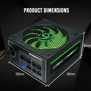 GameMax GM-800 80 Plus Bronze 800 W Modular Active PFC 14CM Fan ATX Power Supply Unit - Black