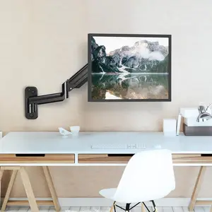 HUANUO HNWSS1 Single Monitor Wall Mount for 13 to 32 Inch Computer Screen, Gaming Monitor Wall Mount Arm Holds up to 17.6lbs, Height Adjustable Full Motion Wall Monitor Mount-VESA Mount 75x75,100x100