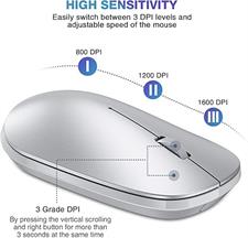 OMOTON Bluetooth Mouse for iPad and iPhone (iPadOS 13 / iOS 13 and Above), Ultra-Thin Wireless Mouse Compatible with Bluetooth Enabled Computer, Laptop, PC, Notebook, and Mac Series (Silver)(Rose Gold)