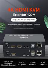 KVM Extender 4K 120M Receiver,4K HDMI KVM Extender Over cat5e/6 ethernet Cable 120M HDMI USB Extender Video Audio Transmitter Receiver Support Keyboard Mouse