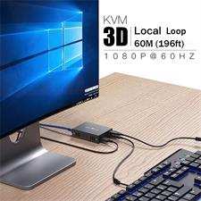 60M HDMI KVM Extender Over Cat5e Cat6 1080P HDMI USB KVM Extender Transmit with Loop Out Support DVR & USB Keyboard Mouse Extension