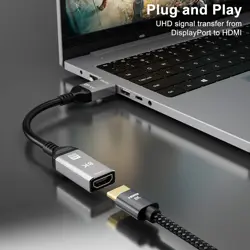 YIWENTEC DisplayPort 1.4 to HDMI 2.1 Ultra HD 8K Male to Female Cable 0.25m Converter 8K@60Hz 4K@120Hz Directional Compatible with DisplayPort PC and HDMI Displays Tvs