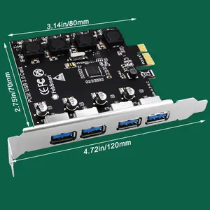 4 Ports Superspeed 5Gbps USB 3.0 PCI Express Expansion Card for Windows 11, 10, 8.x, 7, Vista, XP Desktop PCs, Built in Self-Powered Technology, No Need Additional Power Supply (FS-U4-Pro)