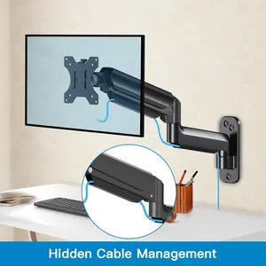 HUANUO HNWSS1 Single Monitor Wall Mount for 13 to 32 Inch Computer Screen, Gaming Monitor Wall Mount Arm Holds up to 17.6lbs, Height Adjustable Full Motion Wall Monitor Mount-VESA Mount 75x75,100x100