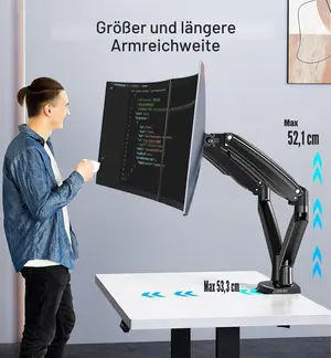 HUANUO HNDS12 FlowLift Pro Dual Monitor Mount for 13–27" Screens, MechaSpring Monitor Stand, Adjustable Monitor Arms for 2 Monitors with Tilt/Swivel/Rotation, Tool-Free VESA Mount, Max Load 15.4 lbs
