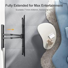 Perlegear TV Wall Bracket for 37-84 Inch Flat/Curved TVs up to 60kg, Swivel Tilt TV Bracket Max.VESA 600x400mm, Full Motion TV Wall Mount with Dual Arm