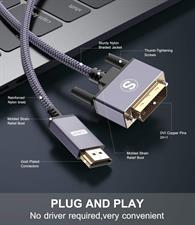HDMI to DVI Cable,LANDEOSEN DVI to HDMI Adapter 6ft High Speed Bi-Directional Nylon Braided HDMI Male to DVI-D 24+1 Male Support 1080P Full HD Compatible with Roku,PS3/4, Blu-ray,Laptop-Gray