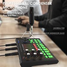 PALOVUE Audio Interface Mixer with Microphone 3.5mm, DSP Chips Digital Mixer with Sound Effects Podcast Equipment for Phone PC Music Recording Live Streaming, iLiving