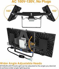 STASUN LED Flood Light, Dusk to Dawn, 300W 27000LM Ultra Bright Outdoor Lights with 3 Heads Adjustable 320 Degree Wide Angle, 6000K, IP66 Waterproof