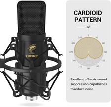 TONOR TC20 XLR Condenser Microphone, Professional Cardioid Studio Mic Kit with T20 Boom Arm, Shock Mount, Pop Filter for Recording, Podcasting, Voice Over, Streaming, Home Studio, YouTube