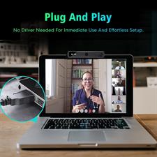 wo-we Windows Hello Face Recognition Webcam for Fast and Anti-Hacking Connection with Windows 10, Business IR Webcam with Dual Microphone Used for Video Conference, Streaming, Recording - RGB 720 Black