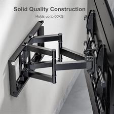 Perlegear TV Wall Bracket for 37-84 Inch Flat/Curved TVs up to 60kg, Swivel Tilt TV Bracket Max.VESA 600x400mm, Full Motion TV Wall Mount with Dual Arm