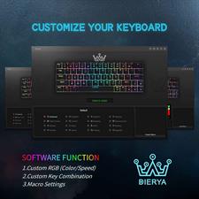 DIERYA DK63N 60% Wireless Wired Mechanical Gaming Keyboard, RGB Backlit Bluetooth Keyboard w/Arrow Keys, 63 Keys Ultra-Compact Keyboard Full Keys Programmable w/Brown Switch for Windows Laptop PC Mac