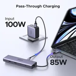 UGREEN Revodok 9 in 1 USB C Hub Gigabit Ethernet Adapter 4K@60Hz HDMI, 100W PD Charging,USB A&C Data Ports, SD/TF Card Reader, Compatible with Mac M1, M2, M3, iPad, iPhone 16 Pro/Pro Max, Steam Deck