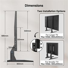 BONTEC Universal Table Top TV Stand Pedestal for 22-65 inch LCD/LED/OLED/Plasma TVs, Replacement TV Stand Legs for Screen Monitor Riser, Securely Holds 50KG & Max.VESA 800x400mm