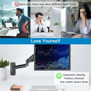 HUANUO HNWSS1 Single Monitor Wall Mount for 13 to 32 Inch Computer Screen, Gaming Monitor Wall Mount Arm Holds up to 17.6lbs, Height Adjustable Full Motion Wall Monitor Mount-VESA Mount 75x75,100x100