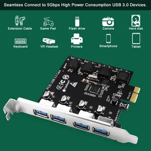 4 Ports Superspeed 5Gbps USB 3.0 PCI Express Expansion Card for Windows 11, 10, 8.x, 7, Vista, XP Desktop PCs, Built in Self-Powered Technology, No Need Additional Power Supply (FS-U4-Pro)