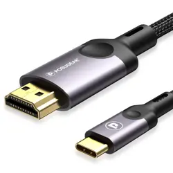 POSUGEAR USB C to HDMI Cable 2M 4K@60Hz, Type C Thunderbolt 3 to HDMI Cable Compatible with TV, Smartphones, Laptops, MacBook Pro/Air, iPad Pro, Surface Pro, Dell XPS, Samsung Galaxy, Huawei, etc(2M)