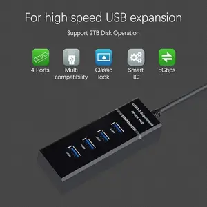 Enligne 4 Port USB HUB 1.2 Meter Cable Length SuperSpeed 3.0 High-Speed Multiport Slim USB Hub