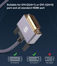 HDMI to DVI Cable,LANDEOSEN DVI to HDMI Adapter 6ft High Speed Bi-Directional Nylon Braided HDMI Male to DVI-D 24+1 Male Support 1080P Full HD Compatible with Roku,PS3/4, Blu-ray,Laptop-Gray