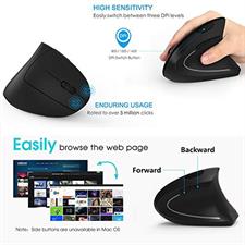 Wireless Ergonomic Mouse, Jelly Comb Rechargeable 2.4G Bluetooth Vertical Mouse Switch to 3 Devices Optical Mice with 6 Buttons 3 Adjustable DPI Levels for Laptop, PC, MacBook, Notebook