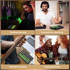 PALOVUE Audio Interface Mixer with Microphone 3.5mm, DSP Chips Digital Mixer with Sound Effects Podcast Equipment for Phone PC Music Recording Live Streaming, iLiving