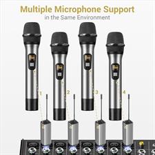 TONOR Wireless Microphone, UHF Metal Cordless Handheld Mic System with Rechargeable Receiver, for Karaoke, Singing, Party, Wedding, DJ, Speech, 200ft (TW620), Grey
