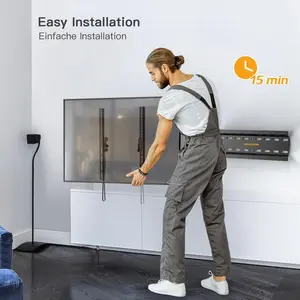Perlegear PGPIMTK1 26-60 inch TVs up to 52kg, Sturdy Tilt TV Bracket with VESA 75x75-400x400mm, 55 Inch Slim Wall Mount with Safe Pull Strings